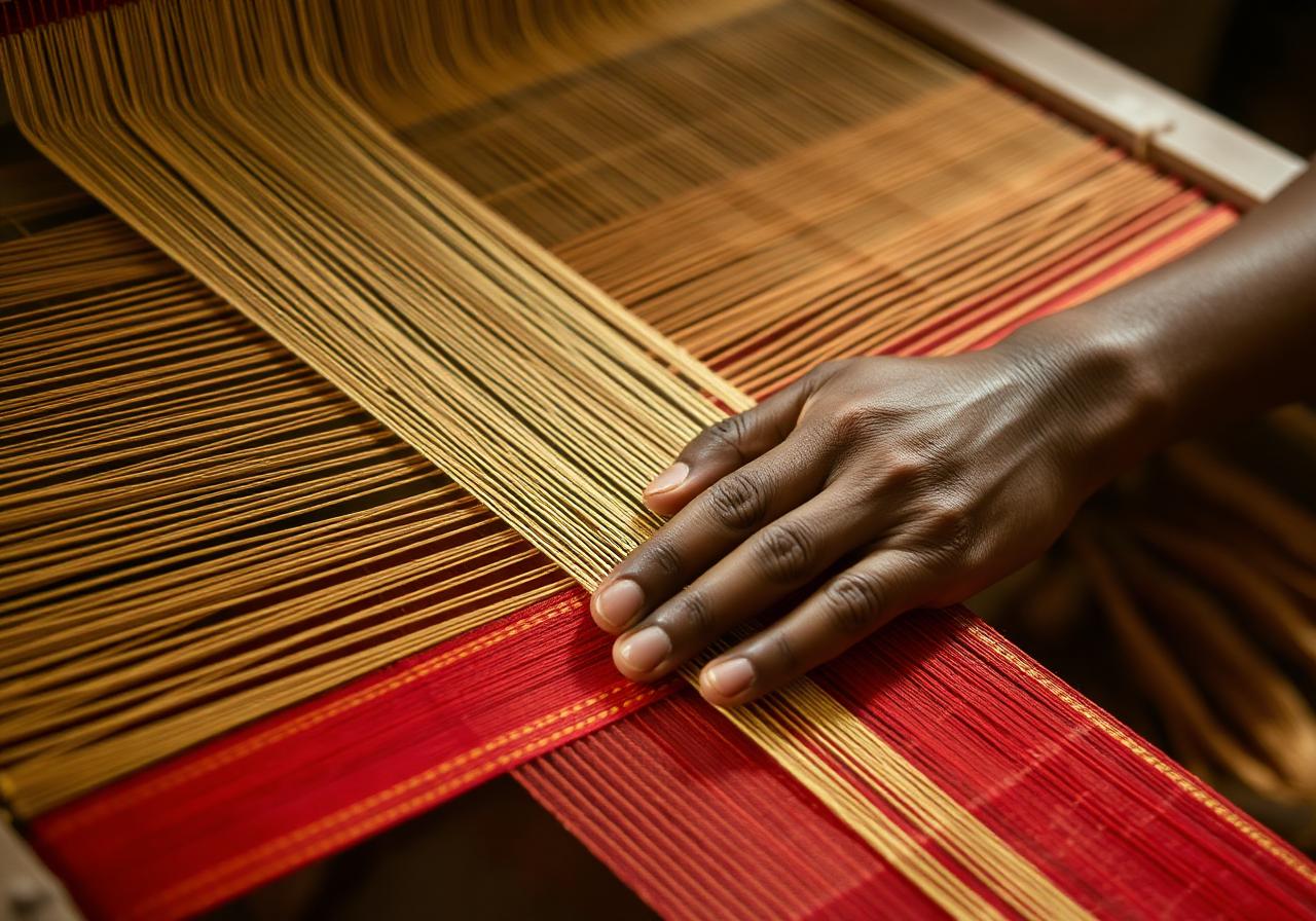 Master weaver working on a handloom in Varanasi
